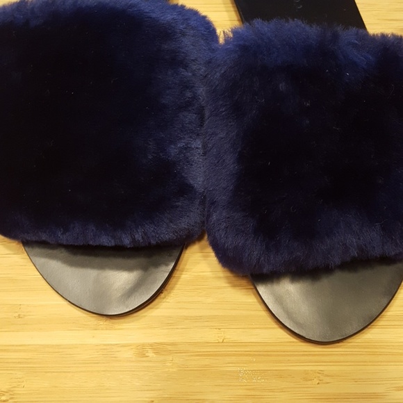 Like new! Loeffler Randall Isabel fur slide blue 9 - Picture 8 of 8